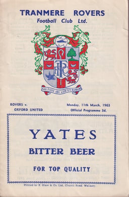 Tranmere Rovers v Oxford United Match Programme 1963-03-11